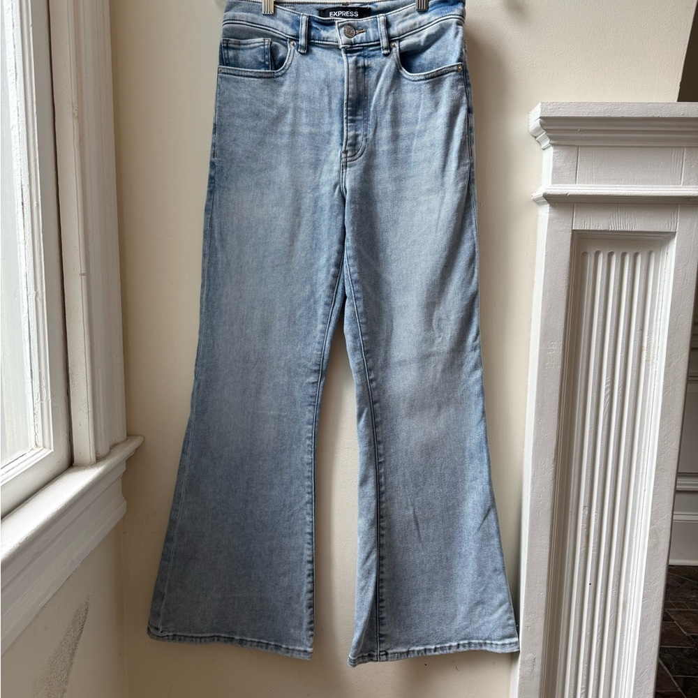 Express Women's Denim Bell Flare High Rise Jeans